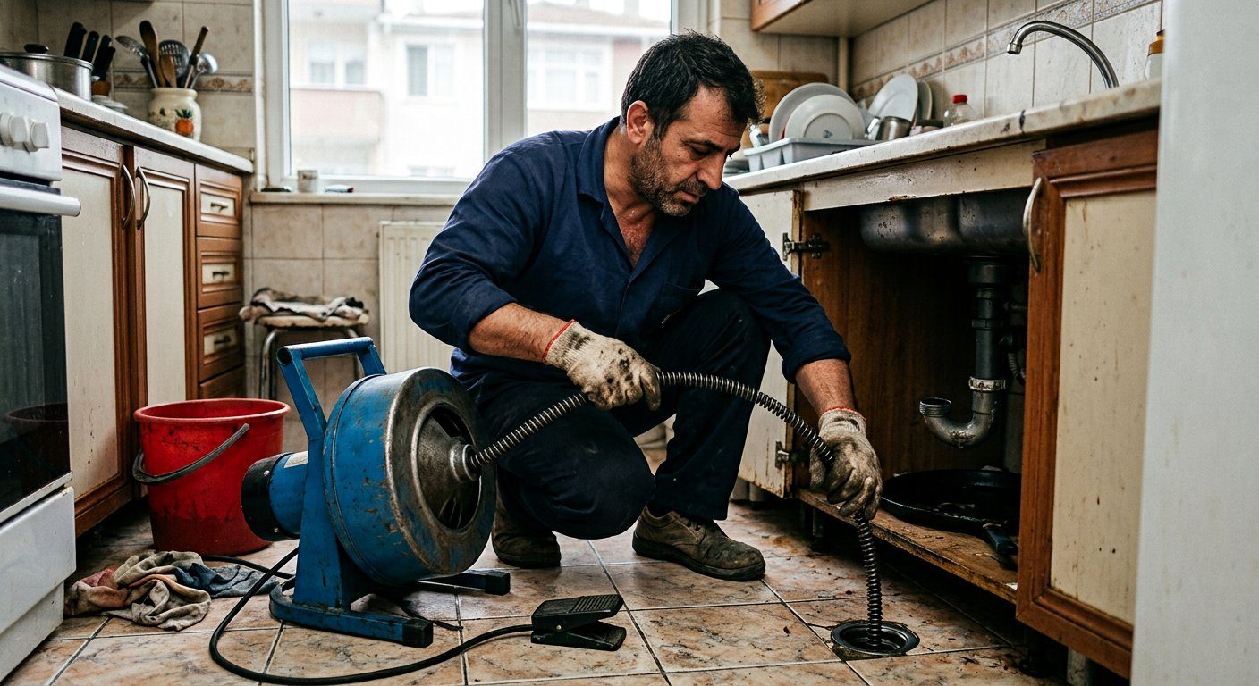 Spiral Makine ile Gider Açma boru içi uygulama